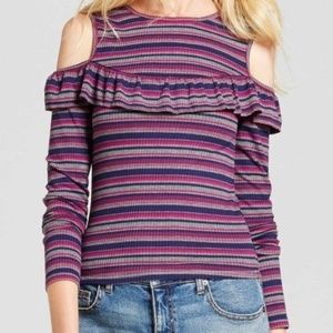 FINAL DROP! Mossimo Purple Striped Cold Shoulder S